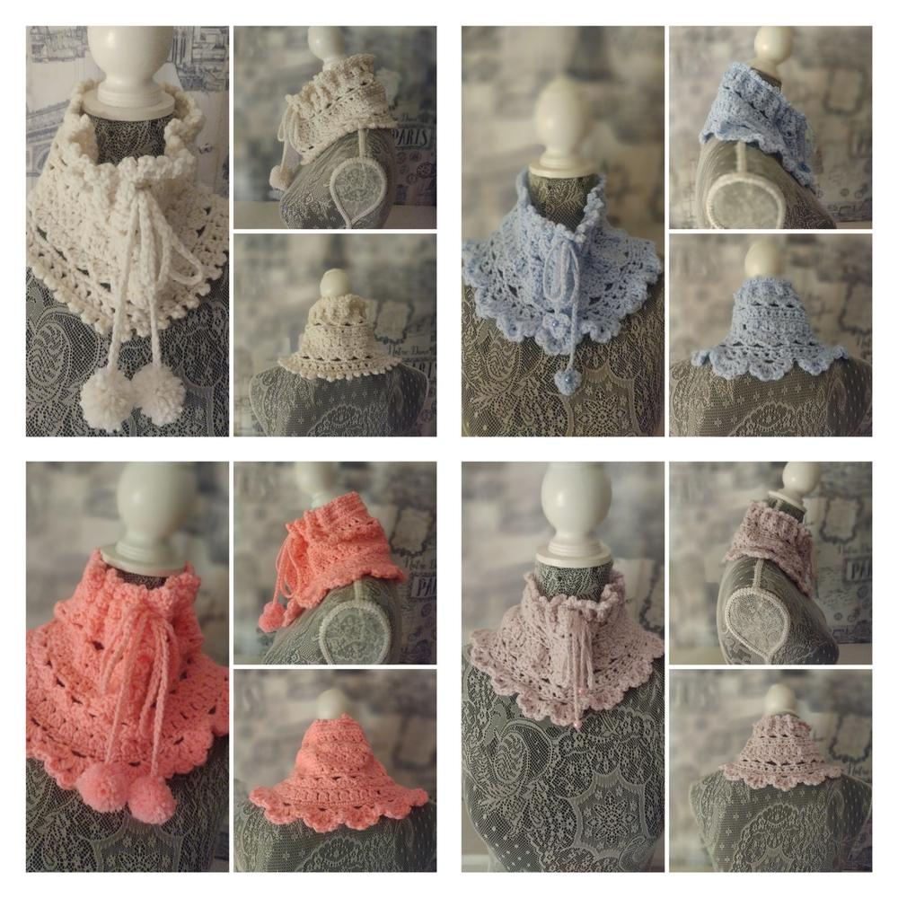 New Handmade Crochet Woman's Acrylic Cowl Neck Warmer With Drawstring (Each)
